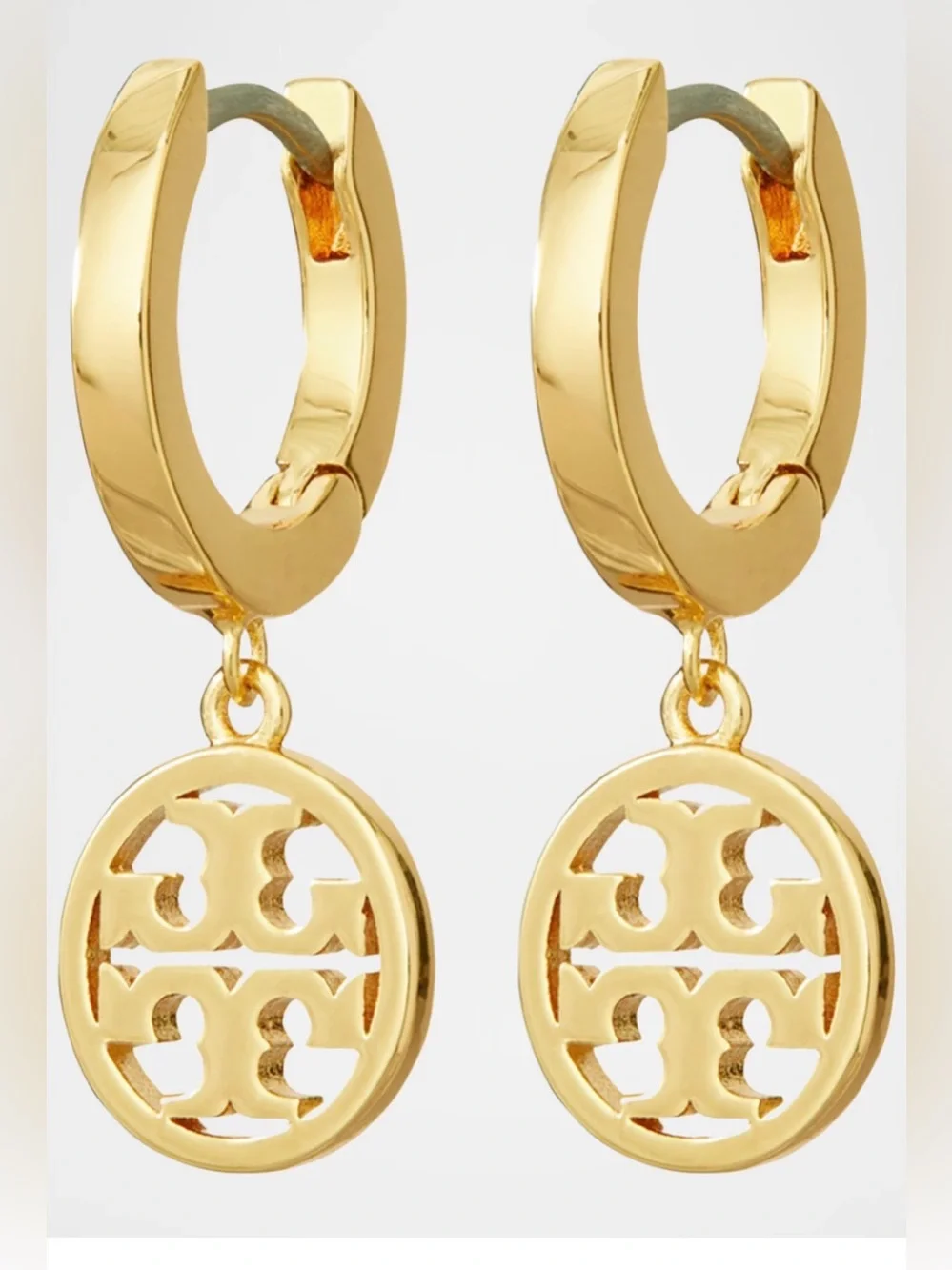 NWT Tory Burch Miller Dangle Huggie Hoop Earrings Gold